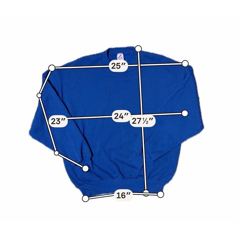 Vintage 90s Jerzees Blank Crewneck Sweatshirt Royal Blue Men's Size XL USA - Picture 6 of 6